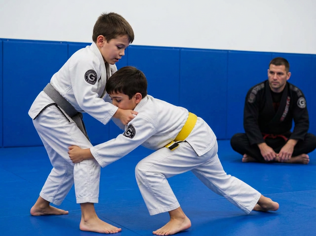 Little Champions 2 Jiu-Jitsu class lined up at Gracie Barra New Lenox