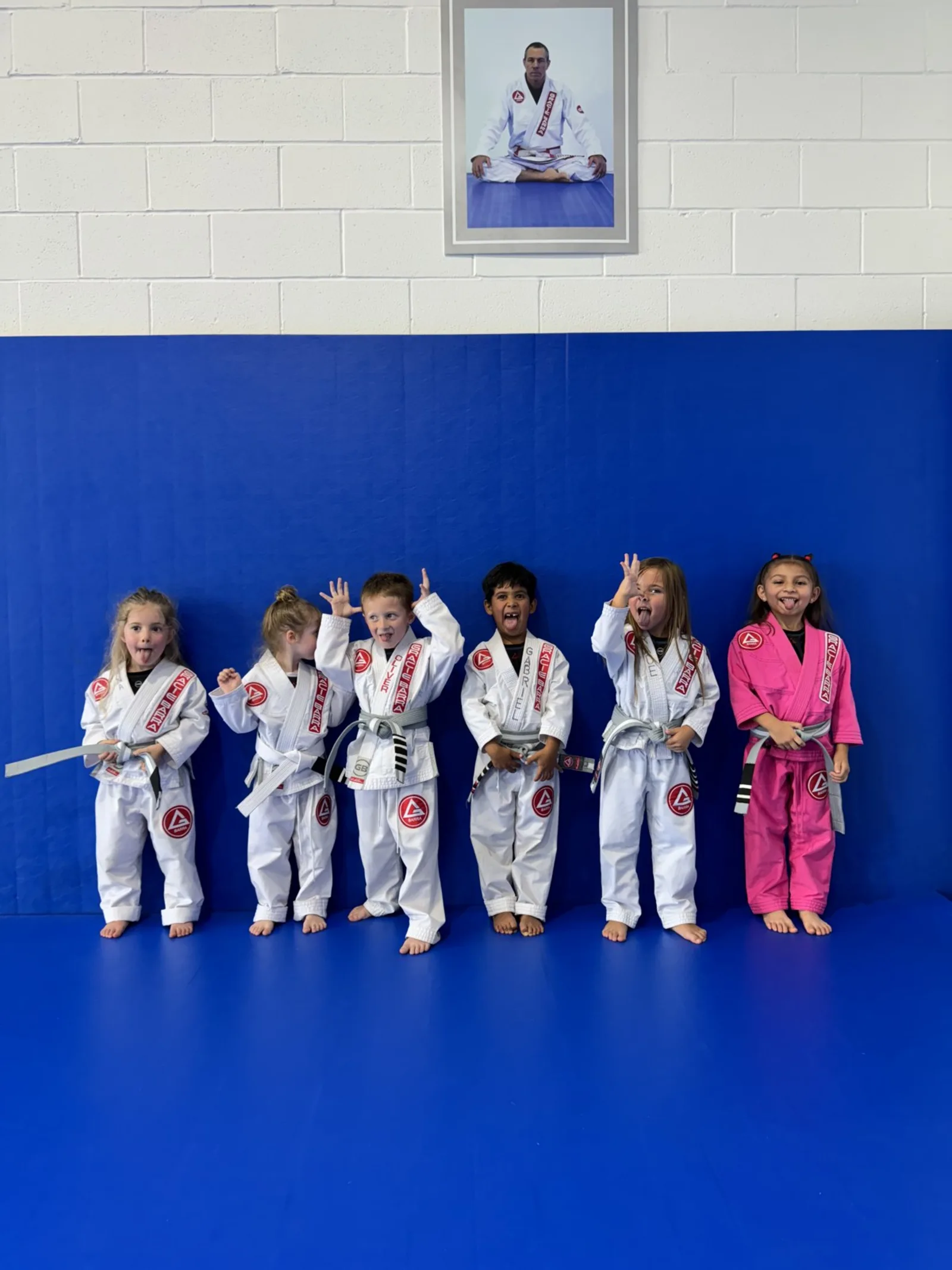 Kids class lined up at Gracie Barra New Lenox